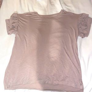 Taupe ruffled sleeved tee